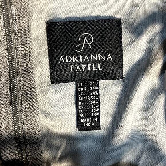 Adrinna Papell Womens Evening Tea Length Gown Silver Plus 24W - Picture 4 of 7